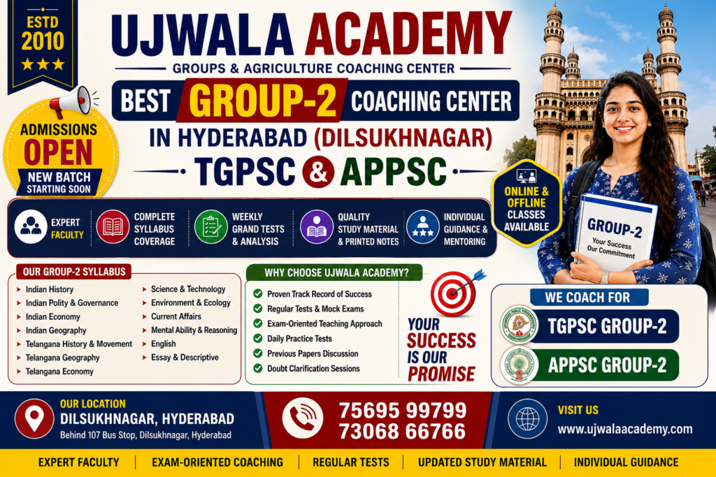 Best TGPSC & APPSC Group 2 Coaching in Hyderabad | UJWALA ACADEMY | Dilsukhnagar